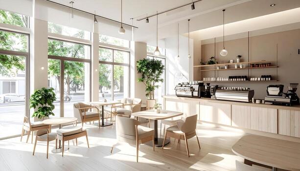 Bright, welcoming restaurant space